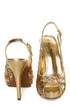 Anne Michelle Verdict 49 Gold Sequin Slingback Pumps