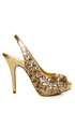 Anne Michelle Verdict 49 Gold Sequin Slingback Pumps
