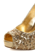 Anne Michelle Verdict 49 Gold Sequin Slingback Pumps