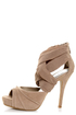 Anne Michelle Verdict 52 Taupe Stretchy Mesh and Suede Heels