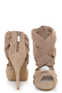 Anne Michelle Verdict 52 Taupe Stretchy Mesh and Suede Heels