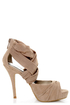 Anne Michelle Verdict 52 Taupe Stretchy Mesh and Suede Heels