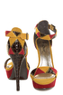 Anne Michelle Viral 41 Mustard Multi Patchwork Platform Pumps