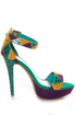 Anne Michelle Viral 41 Teal Multi Patchwork Platform Pumps