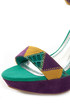 Anne Michelle Viral 41 Teal Multi Patchwork Platform Pumps
