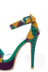Anne Michelle Viral 41 Teal Multi Patchwork Platform Pumps