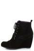 Blowfish India Black Fawn Lace-Up Wedge Booties