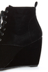 Blowfish India Black Fawn Lace-Up Wedge Booties