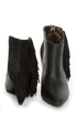 Betsey Johnson Ziah Black Leather & Suede Fringe Ankle Boots