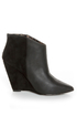 Betsey Johnson Ziah Black Leather & Suede Fringe Ankle Boots