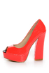 Bonnibel Blooming 2 Coral Patent Peep Toe Platform Heels