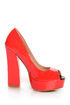 Bonnibel Blooming 2 Coral Patent Peep Toe Platform Heels