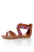 Bamboo Ashley 63 Chestnut Beaded Gladiator Sandals