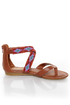 Bamboo Ashley 63 Chestnut Beaded Gladiator Sandals