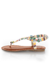 Bamboo Ashley 67 White Striped Braided Thong Sandals