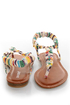 Bamboo Ashley 67 White Striped Braided Thong Sandals