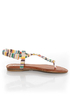 Bamboo Ashley 67 White Striped Braided Thong Sandals