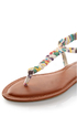 Bamboo Ashley 67 White Striped Braided Thong Sandals