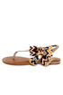 Bamboo Bloom 61 Taupe Zig-Zag Print Side Bow Thong Sandals
