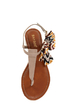 Bamboo Bloom 61 Taupe Zig-Zag Print Side Bow Thong Sandals