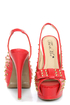 Toi et Moi Daisy 07 Red Studded Slingback Platform Heels