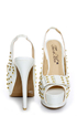 Toi et Moi Daisy 07 White Studded Slingback Platform Heels