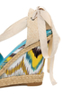 Bamboo Dorine 03 Teal Ikat Ankle Ribbon Espadrille Wedges