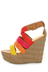 Bamboo Dorothy 06 Red Multi Color Block Platform Wedges