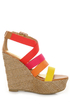 Bamboo Dorothy 06 Red Multi Color Block Platform Wedges