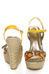 Bamboo Driven 69 Yellow Multi Print Espadrille Wedge Sandals