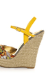 Bamboo Driven 69 Yellow Multi Print Espadrille Wedge Sandals