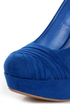 Bamboo Ericka 04 Blue Suede Ruched Platform Heels