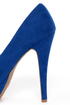 Bamboo Ericka 04 Blue Suede Ruched Platform Heels