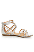 Bamboo Firework 92 Silver Snake Strappy Flat Gladiator Sandals