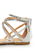 Bamboo Firework 92 Silver Snake Strappy Flat Gladiator Sandals