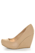 Bamboo Florita Beige Nubuck Neutral Wedges
