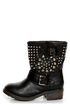 Bamboo Italo 03 Black Studded Motorcycle Ankle Boots