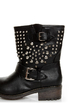 Bamboo Italo 03 Black Studded Motorcycle Ankle Boots