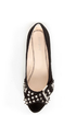 Bamboo Jayden 01 Black Belted and Studded Pointed Flats