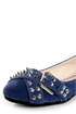 Bamboo Jayden 01 Blue Belted and Studded Pointed Flats