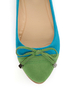 Bamboo Jump 30 Turquoise and Green Cap-Toe Pointed Flats