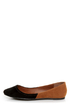 Bamboo Jump 38 Black and Tan Two-Tone Pointed Flats