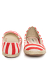 Bamboo Karri 09 Red Canvas Striped Espadrille Flats