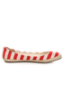 Bamboo Karri 09 Red Canvas Striped Espadrille Flats