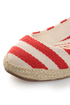 Bamboo Karri 09 Red Canvas Striped Espadrille Flats