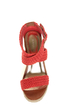 Bamboo Leanne 35 Coral Red Woven Espadrille Wedges