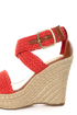 Bamboo Leanne 35 Coral Red Woven Espadrille Wedges
