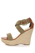 Bamboo Leanne 35 Olive Woven Espadrille Wedges
