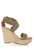 Bamboo Leanne 35 Olive Woven Espadrille Wedges