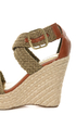 Bamboo Leanne 35 Olive Woven Espadrille Wedges